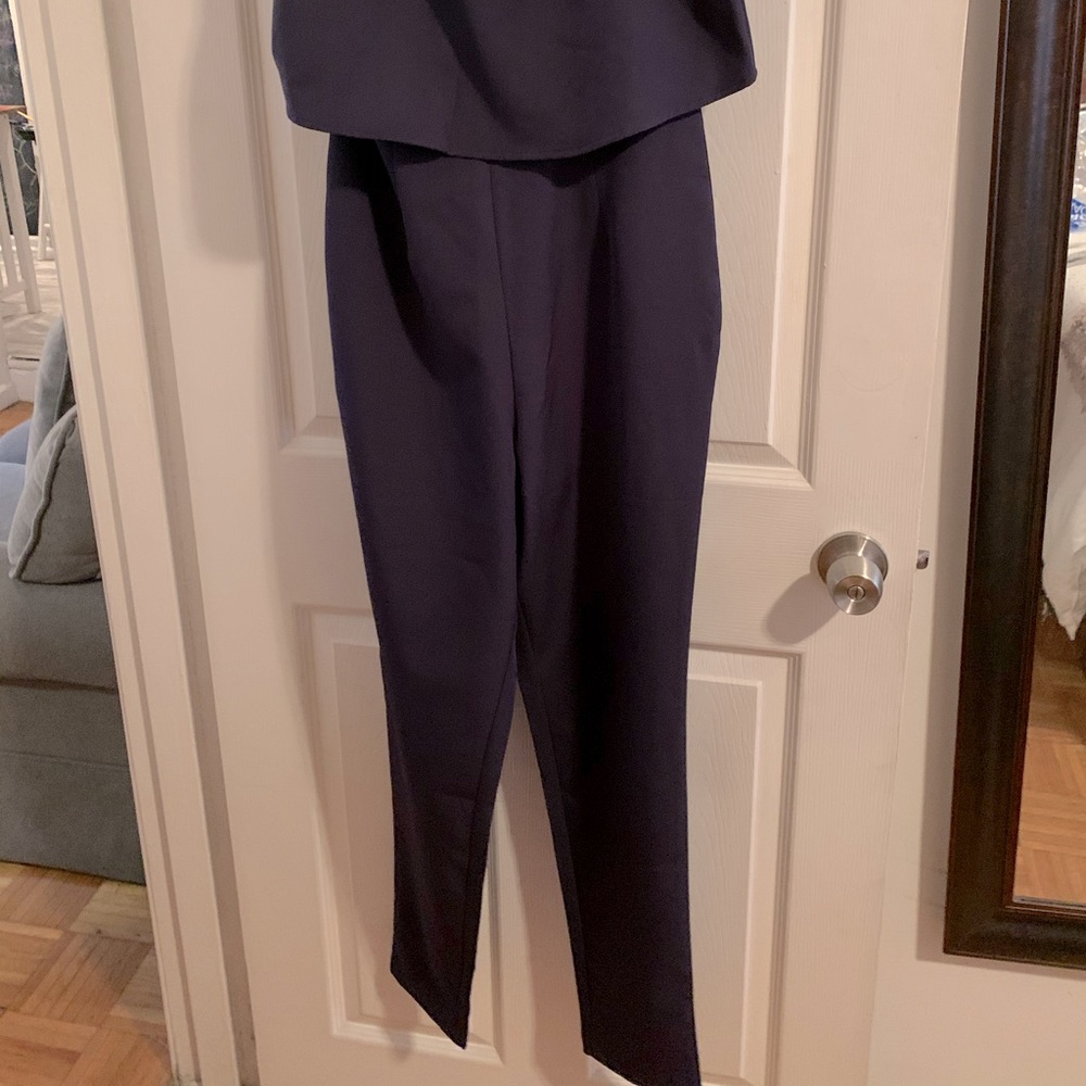 Misguided Bandeau Double Layer Navy Jumpsuit - Picture 7 of 7